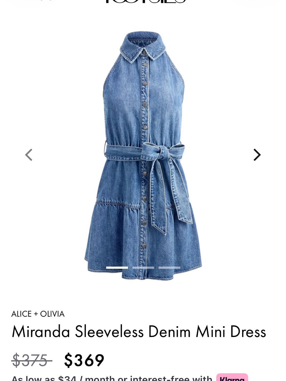 Alice + Olivia Sleeveless Denim Halter Mini Dress in Light Blue